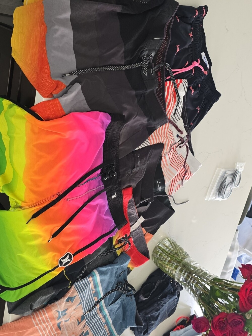 Hurley Neon Rainbow Ombre Board Shorts - Pink, Orange, Yellow, Green - Various